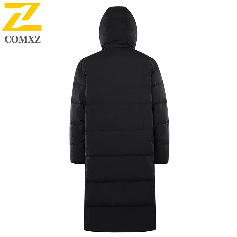 COMXZ Jaket Pria Kasual Berkerudung untuk Kerja Luar Ruangan, Parka Tebal Hangat Desain Warna Solid, Nyaman Ringan, Mantel Musim Dingin