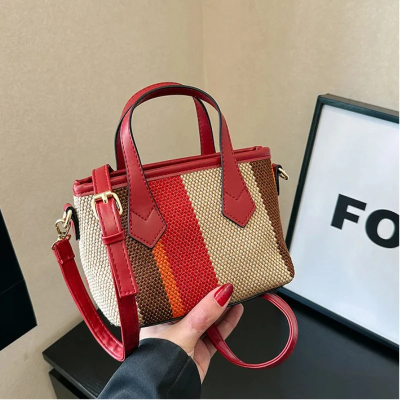 

Retro Striped Canvas Bag for Women Larger Capacity Women's Shoulder Bag Crossbody Ladies Tote Bags Designer Female Handbags