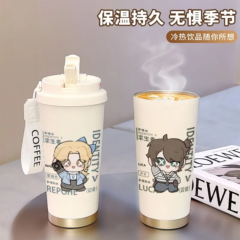 زوجين مكتب موضة جديدة الكرتون أنيمي الهوية الخامس إيما وودز طالب الرياضة في الهواء الطلق مريحة المحمولة كوب قارورة عازلة من القش هدية #6