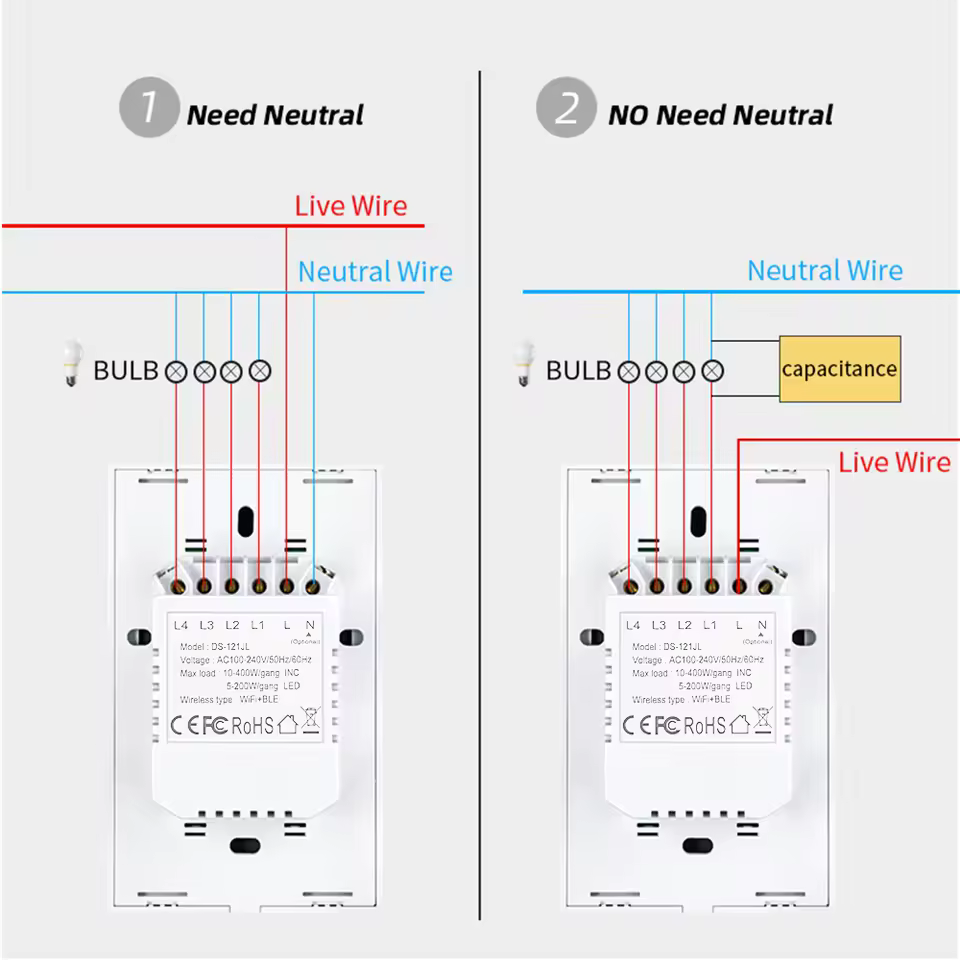 투야 WiFi 스마트 스위치 설치 예시