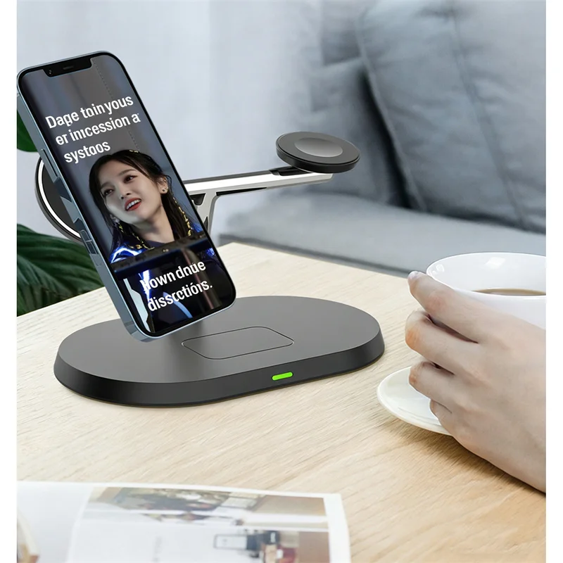 3 in 1 Magnetic Wireless Charger Stand for Magsafe iPhone 16/15/14/13/12 Apple Watch 8/7 & Airpods pro Fast Charging Station