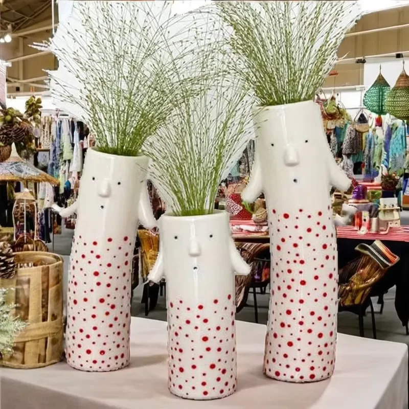MOUGIGI Family Vase Set 3-piece Handmade Ceramic Unique Modern Aesthetic Vase Home Decoration Household Gift