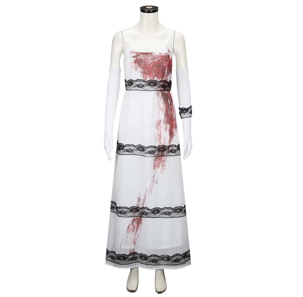 Jennifer Bloody White Fancy Dress Halloween Theme Party Cosplay Costume Outfits for Women-Jennifer's Body In Stock-Takerlama