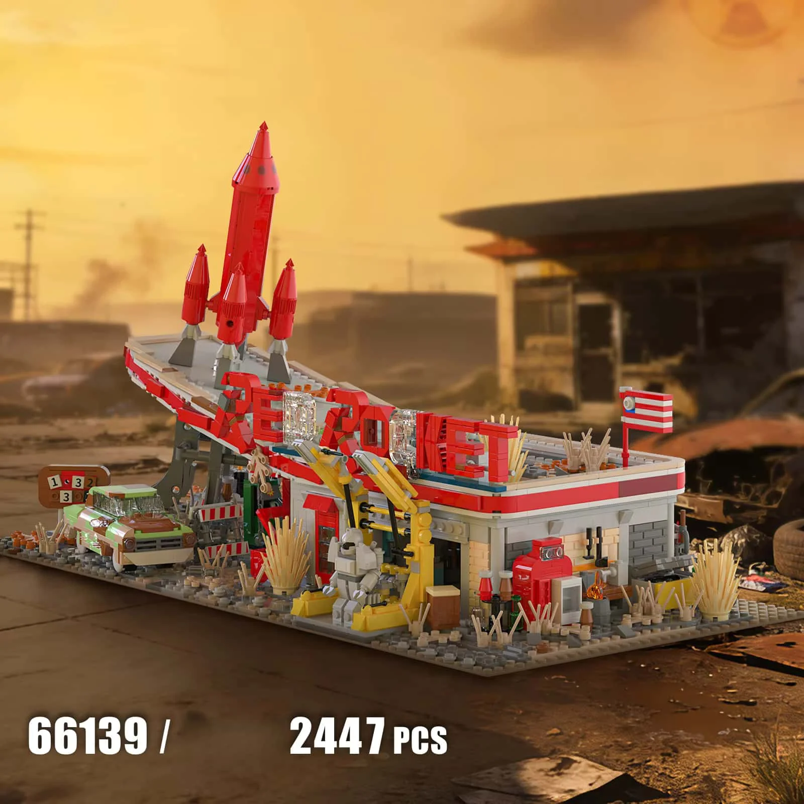 

Конструктор Red Rocket Gas Station, 2447 деталей, большой набор, развивающая игрушка-подарок для детей и подростков