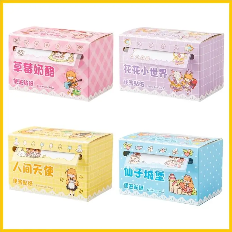 

Q1JF 70 листов Cartoon Note Memo Pad Вытащите клейкие ноты 6x4cm adheive note paper memo pad для школьных офисных