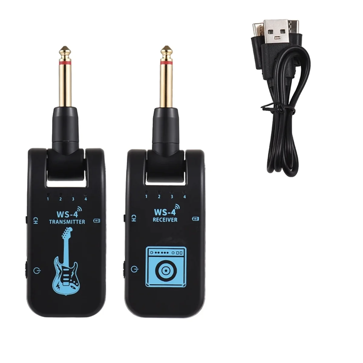 N17R 2.4G Wireless Guitar System Rechargeable Guitar Transmitter Receiver 48K/16bit Real-Time Transmission Rotatable Plug,A