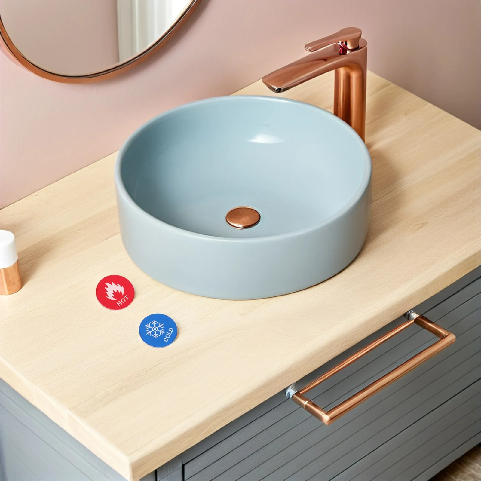 

Hot Cold Water Labels Self Adhesive Bathroom Faucet Signs Clear Distinction For Hotels Homes Showers Kitchens Waterproof