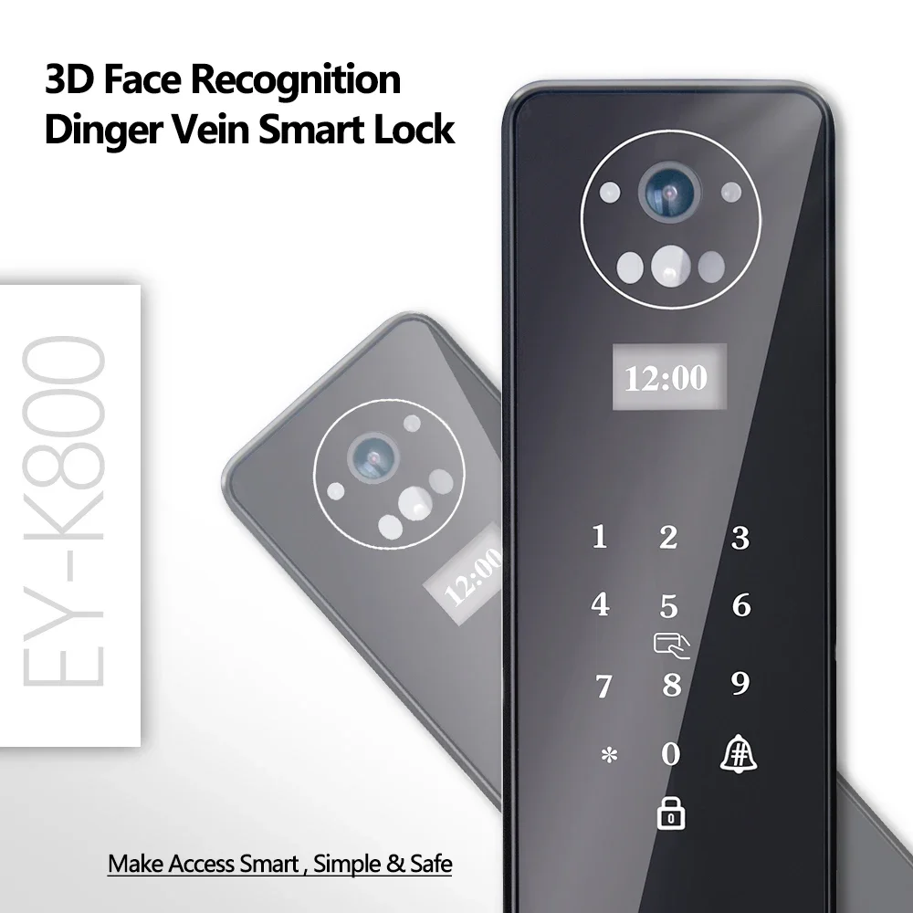 Super 3D Face Recognition Door Lock With Camera Digital Viewer Remote Doorbell Tuya Wifi