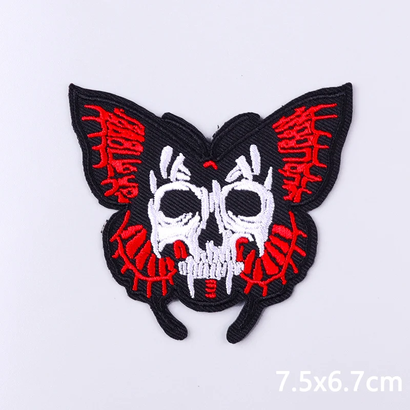 Parche bordado de estilo Punk DIY, parches para planchar para ropa, parches termoadhesivos para ropa, parche Fusible/de costura con calavera de terror