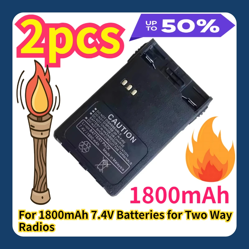 For 1800mAh 7.4V Batteries for Two Way Radios