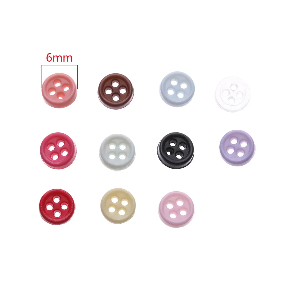 50pcs 4 Holes Mini Buttons for Doll Clothes Round Candy Color Plastic Buckles DIY Doll Bag Sewing Handmade Doll Accessorie