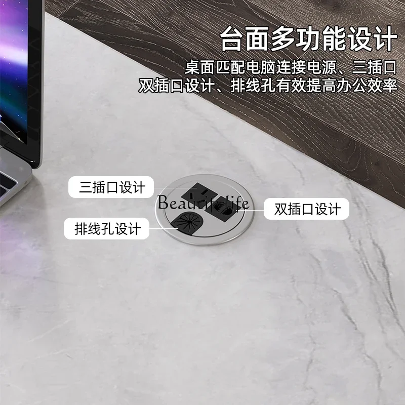 LJYModern مكتب بلاطة الصخور الإيطالية الحد الأدنى شقة صغيرة مكتب الراقية مكتب الكتابة الفولاذ المقاوم للصدأ #5