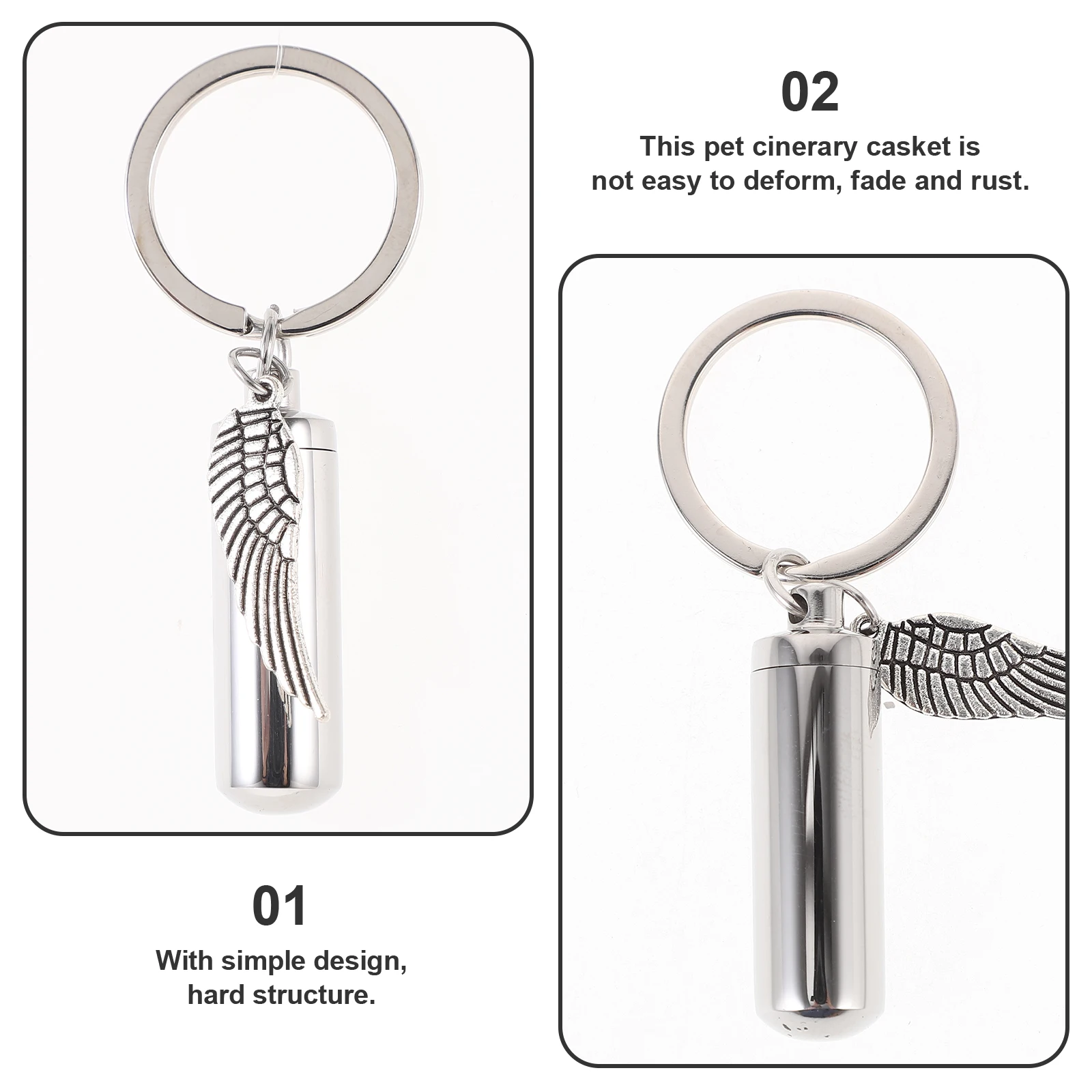 

1pc Pet Cremation Urn Pendant Lightweight Stainless Steel Memorial Necklace for Ashes Decorative Keepsake Keychain