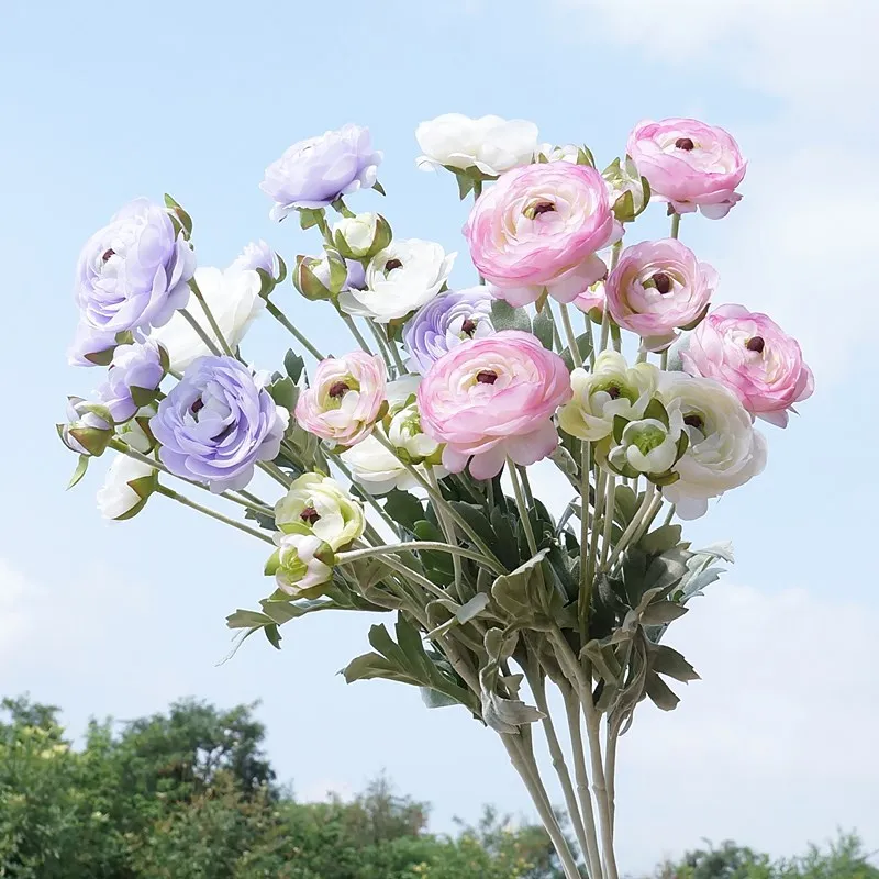 

5pcs 26.77 Inch Artificial Ranunculus Camellia Lotus Fake Flowers for Home Wedding Hotel Decoration Photography Prop