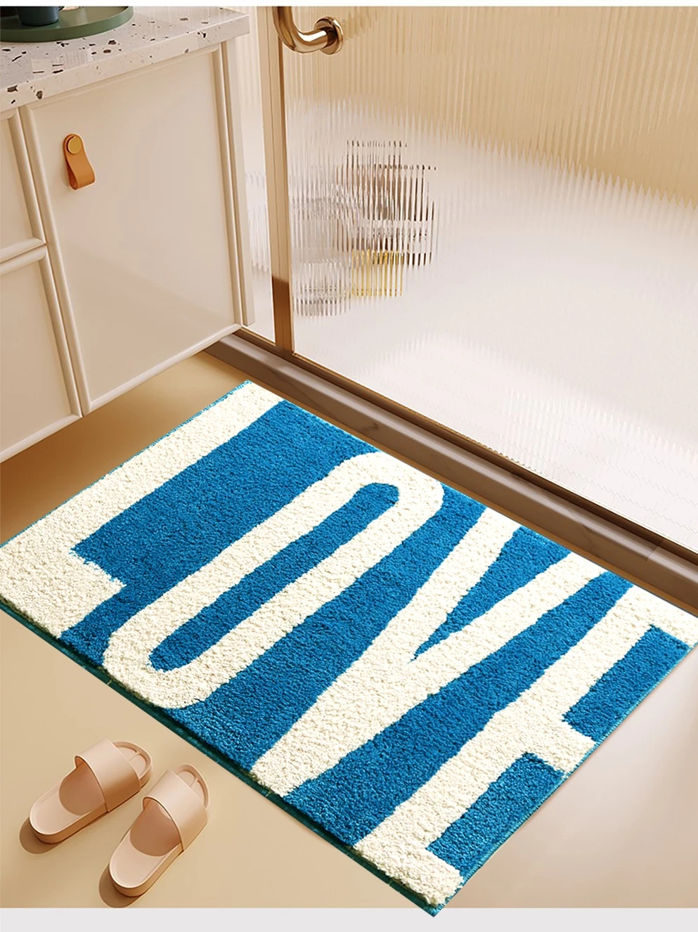 

Простой впитывающий коврик для ванной комнаты с флокированием, противоскользящий коврик для спальни, прикроватный коврик для дома, прямоугольный, с возможностью индивидуального заказа
