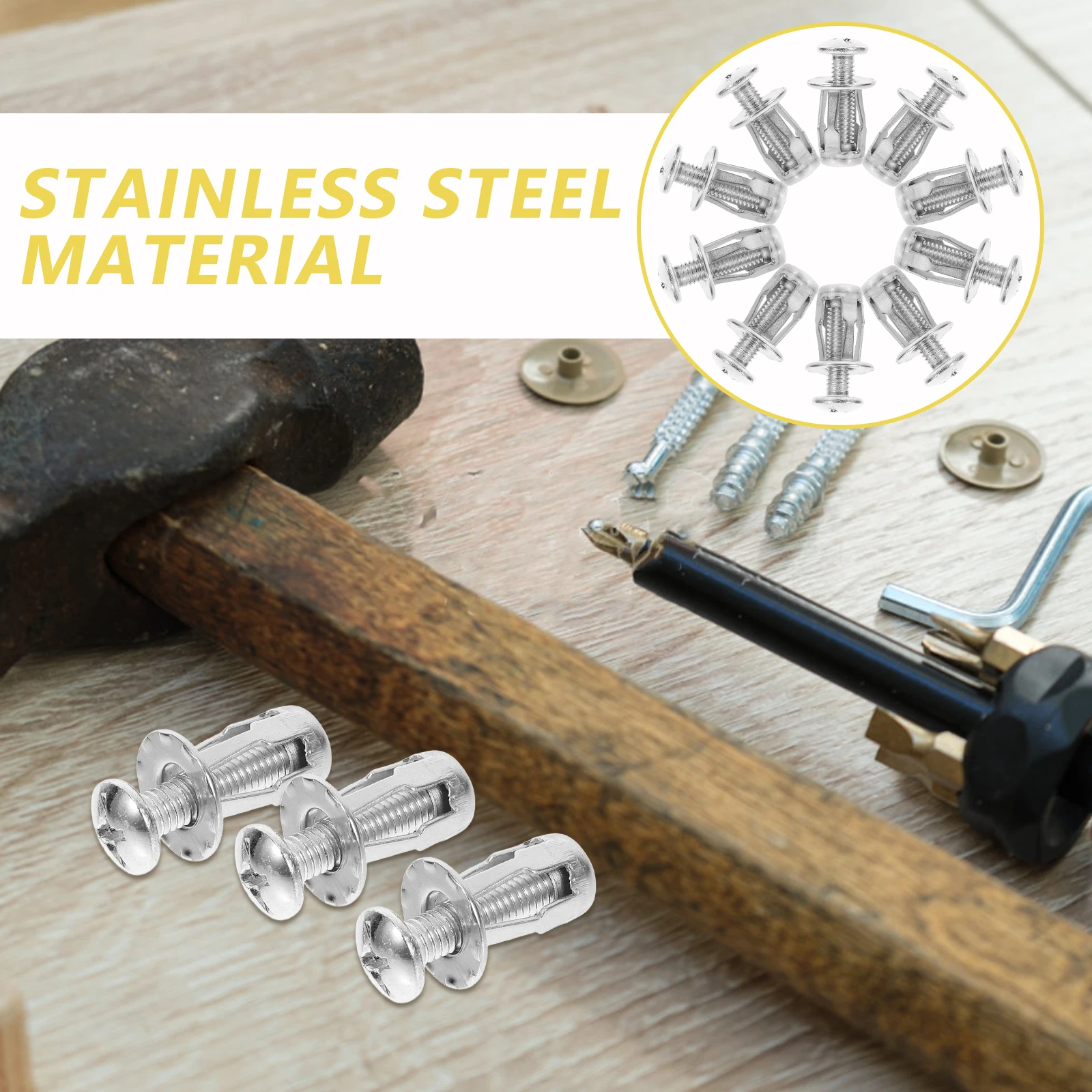 

20 Pcs Nuts Expansion Screw Screws Anchor Repair Kit Stainless Silver Steel Masonry