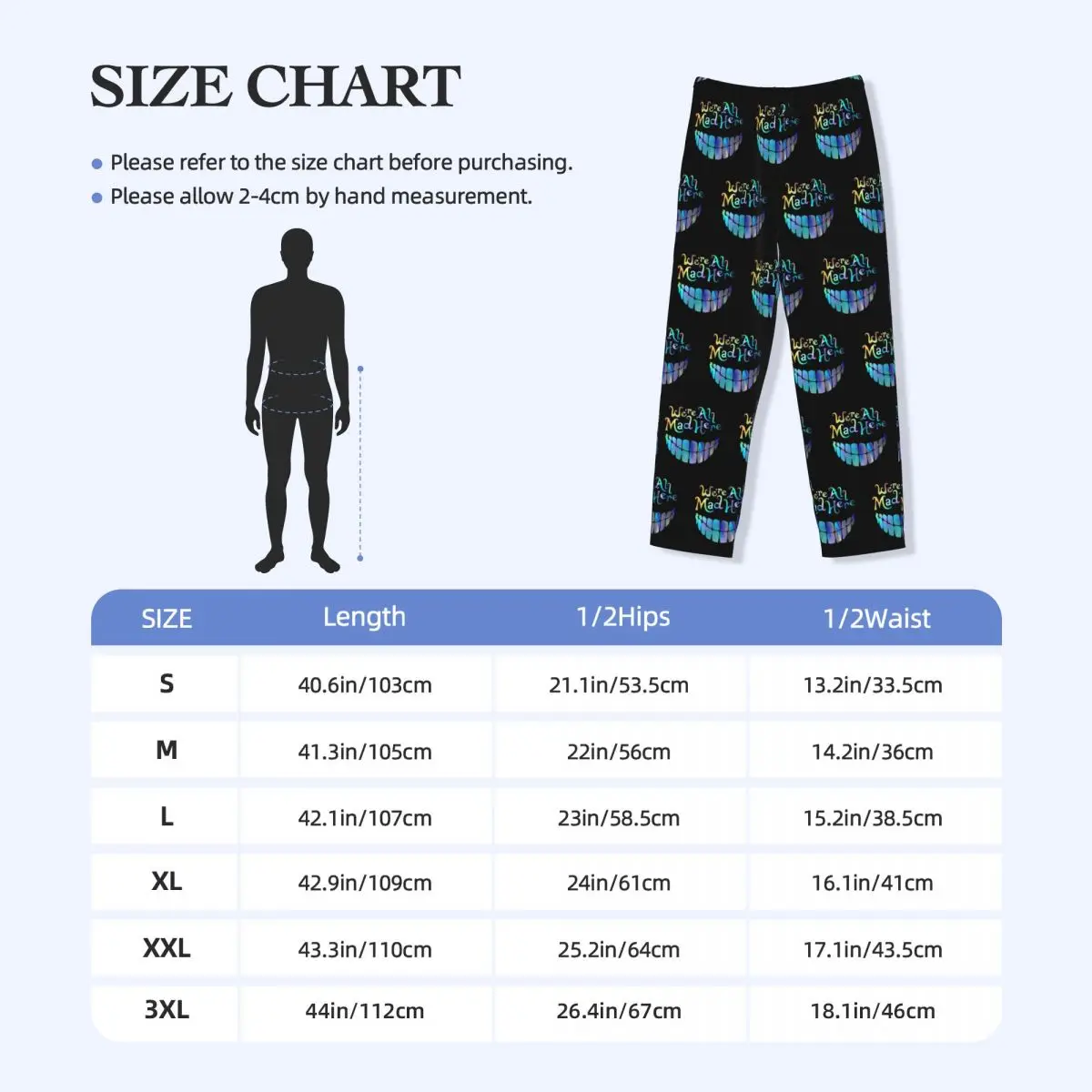 Pantalones de pijama personalizados con diseño de gato de Cheshire, ropa de dormir con cintura elástica para hombre, pantalones de salón para dormir con dibujos animados y bolsillos