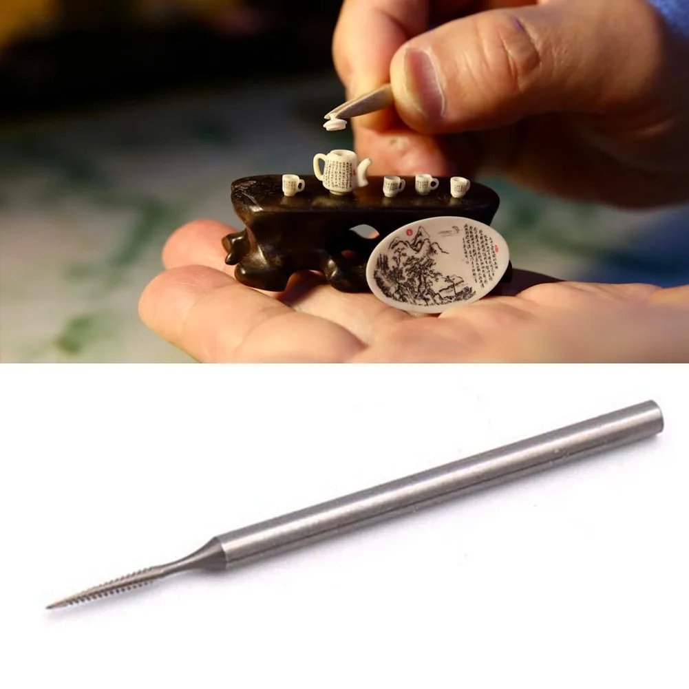 텅스텐 스틸 그라인딩 헤드 조각 나이프, 2.35mm 생크 밀링 커터 버, 나무 뼈 올리브 핵 조각 도구, 1 개