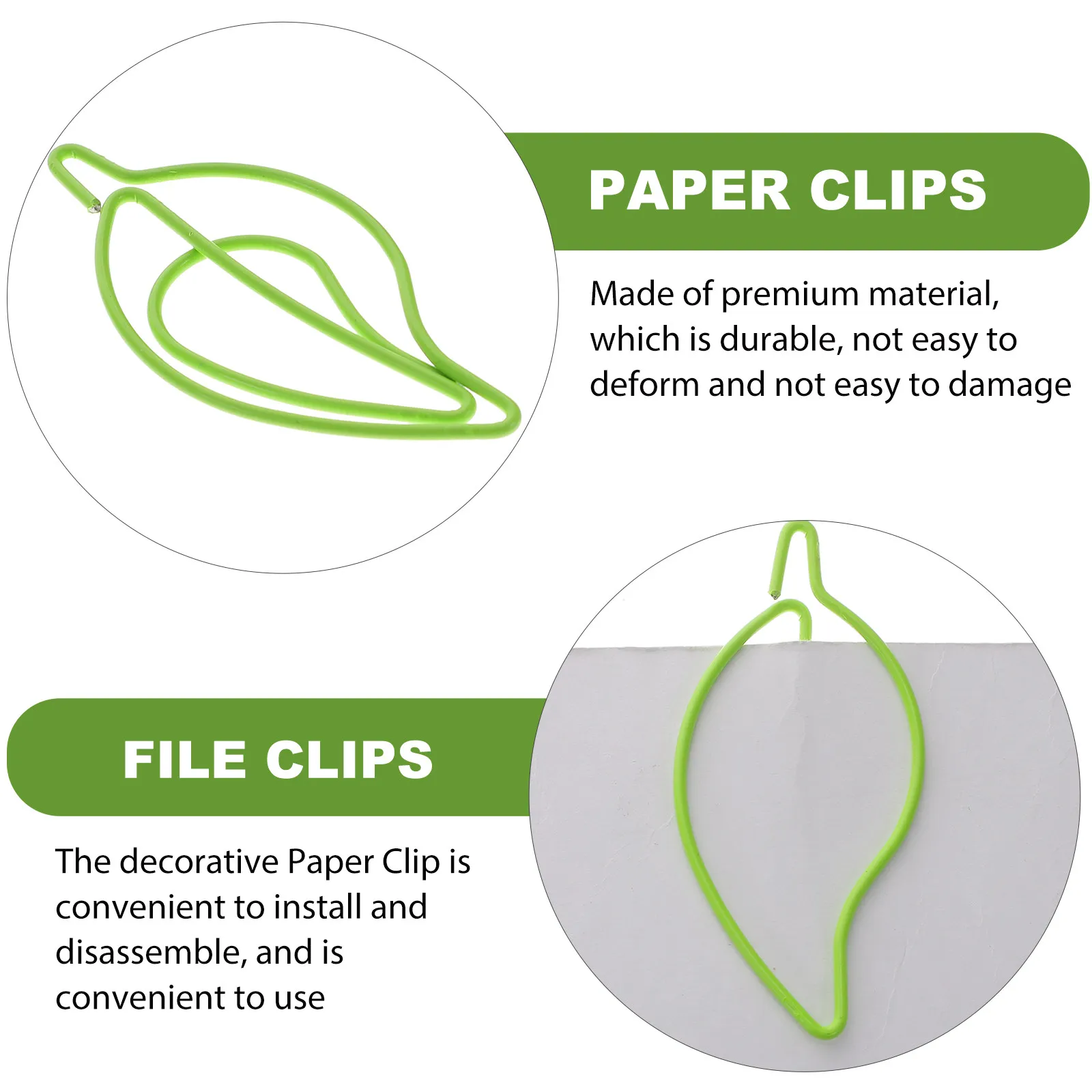 30Pcs Leaf Design Metal Paper Clips Reliable Non Deformable Paper Clips for Letters Photos Files School Office Supplies