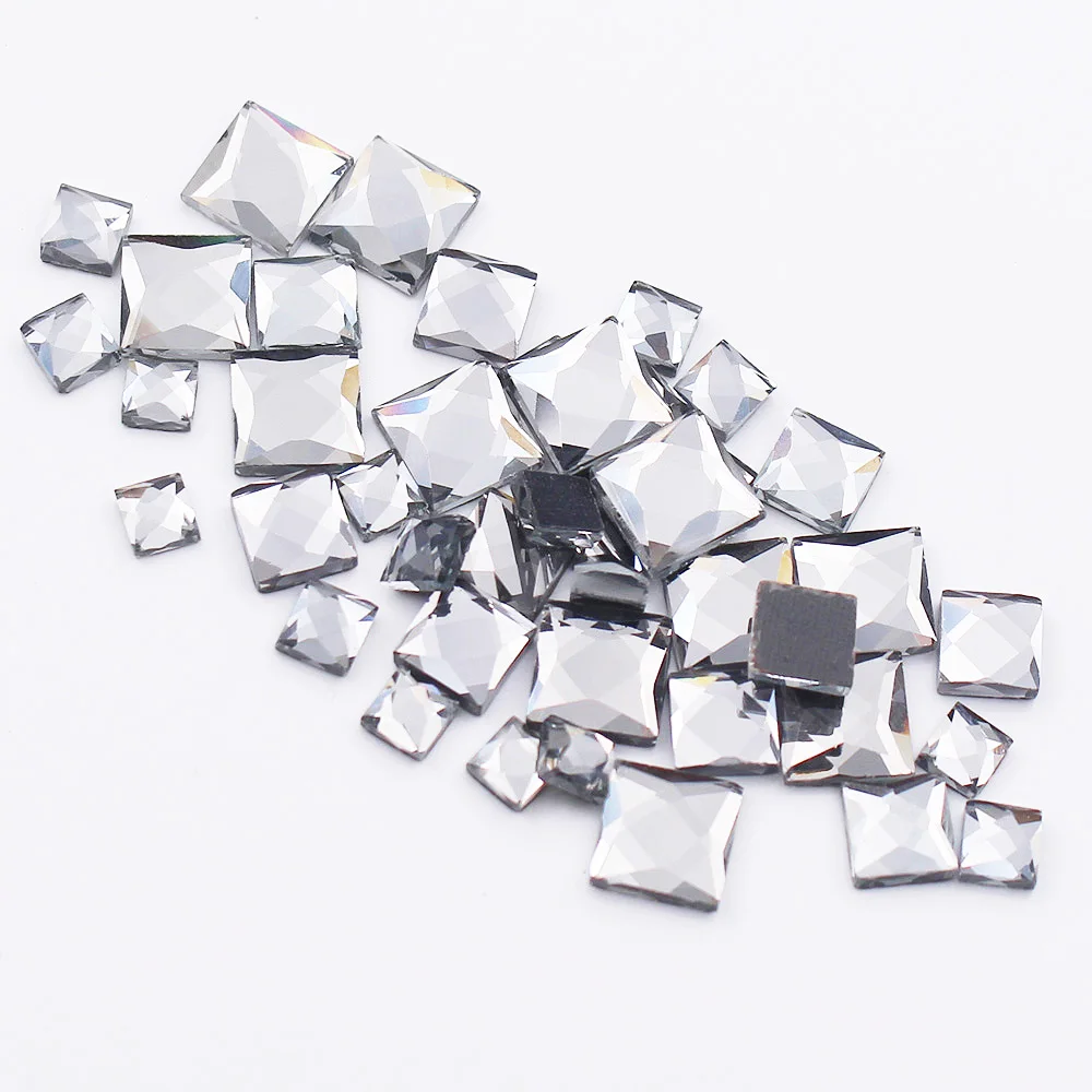 5mm-8mm quadratische, flache Hotfix-Strasssteine, glänzende Kristalle, Strass-Glasperlen, zum Aufbügeln auf Kleidung, Dekoration, Bastelarbeiten – Detail 7