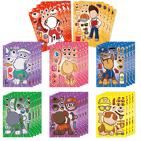 16Sheets Paw Patrol Puzzle Anime Stickers Chase Make-A-Face Assemble Funny Cartoon Decal Assemble Diy Jigsaw Children Boys Toys