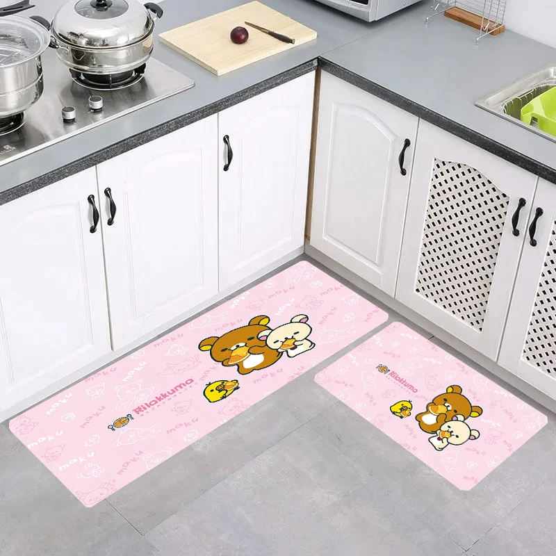 Cute R-Rilakkuma Kitchen Mat Rugs Doormat Entrance Door Home Room Mats Balcony Carpets Foot Carpet Rug Bathroom Bath House Floor