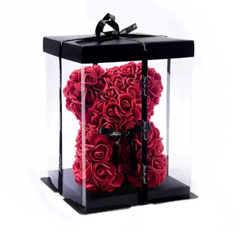 Oso rosa de 25cm, flores artificiales de espuma, oso, rosa eterna, regalos creativos románticos para el Día de San Valentín, regalos de boda, aniversario