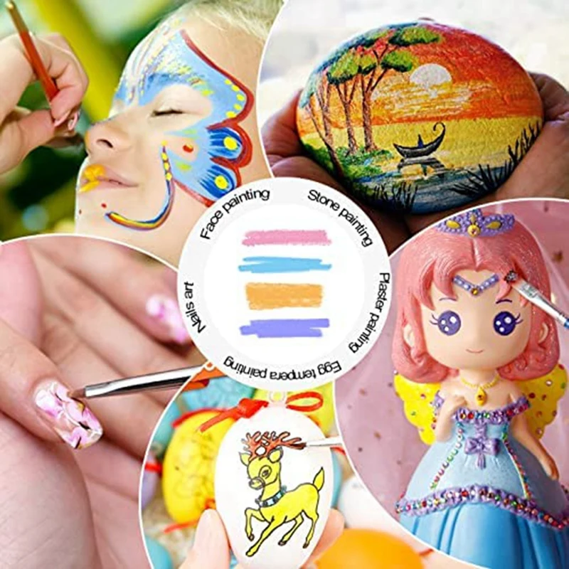 アーティスト-アクリル絵筆セット,ナイロン毛,丸い,正方形,フラット,32個