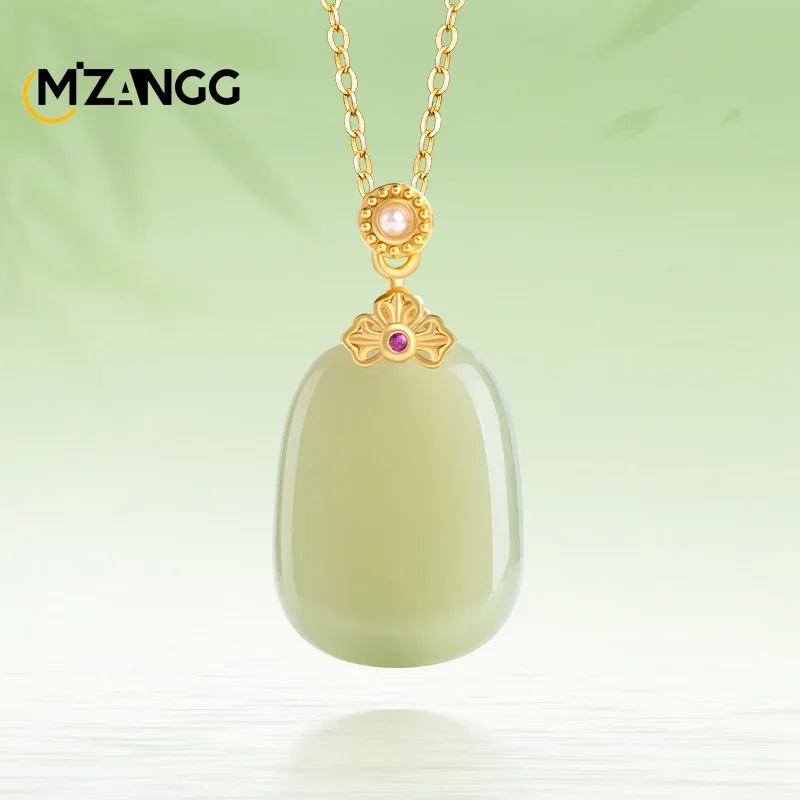 

Натуральный нефрит Хэтянь, зеленый нефрит, кулон «Ничто», серебро S925, инкрустация ручной резьбой, модное нефритовое ожерелье для мужчин и женщин, праздничный подарок