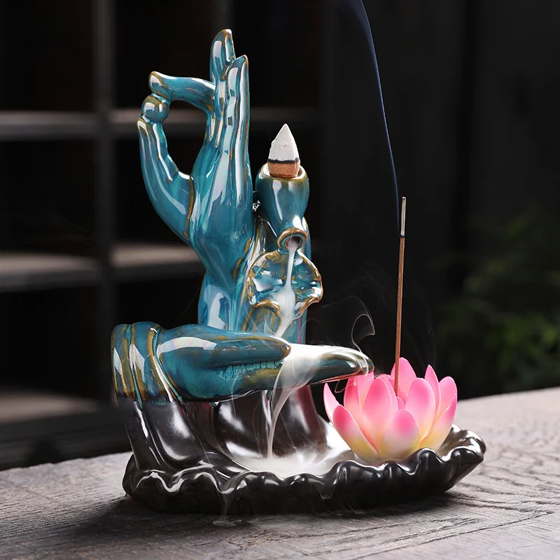 2in1 Backflow Incense Stick Holder Waterfall Ceramic Censer With  Cones