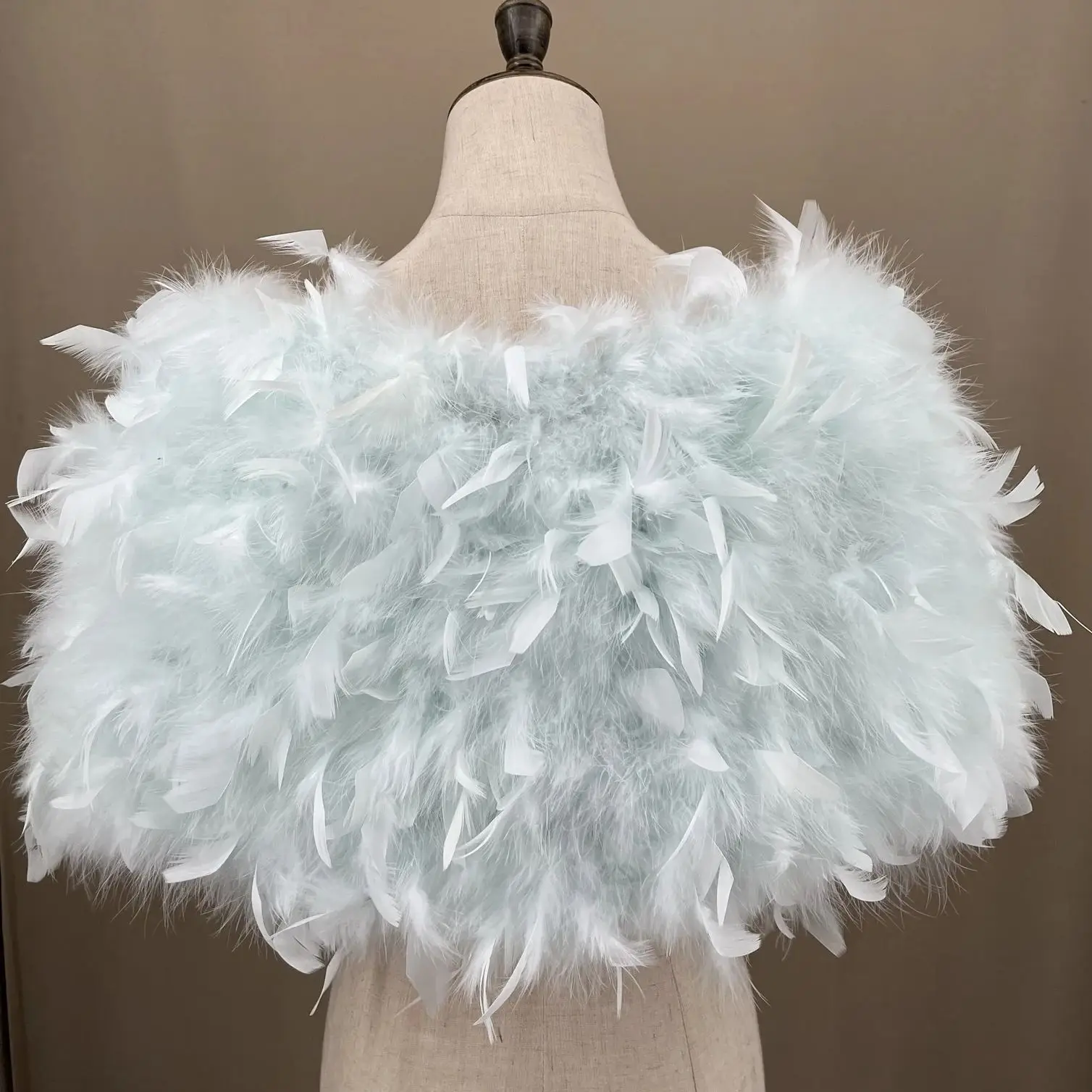 Real Turkey Feather Shawl with Flower, Furry, Fluffy, Fur Cape, Wrap, Red, Pink, Blue Color, B230832