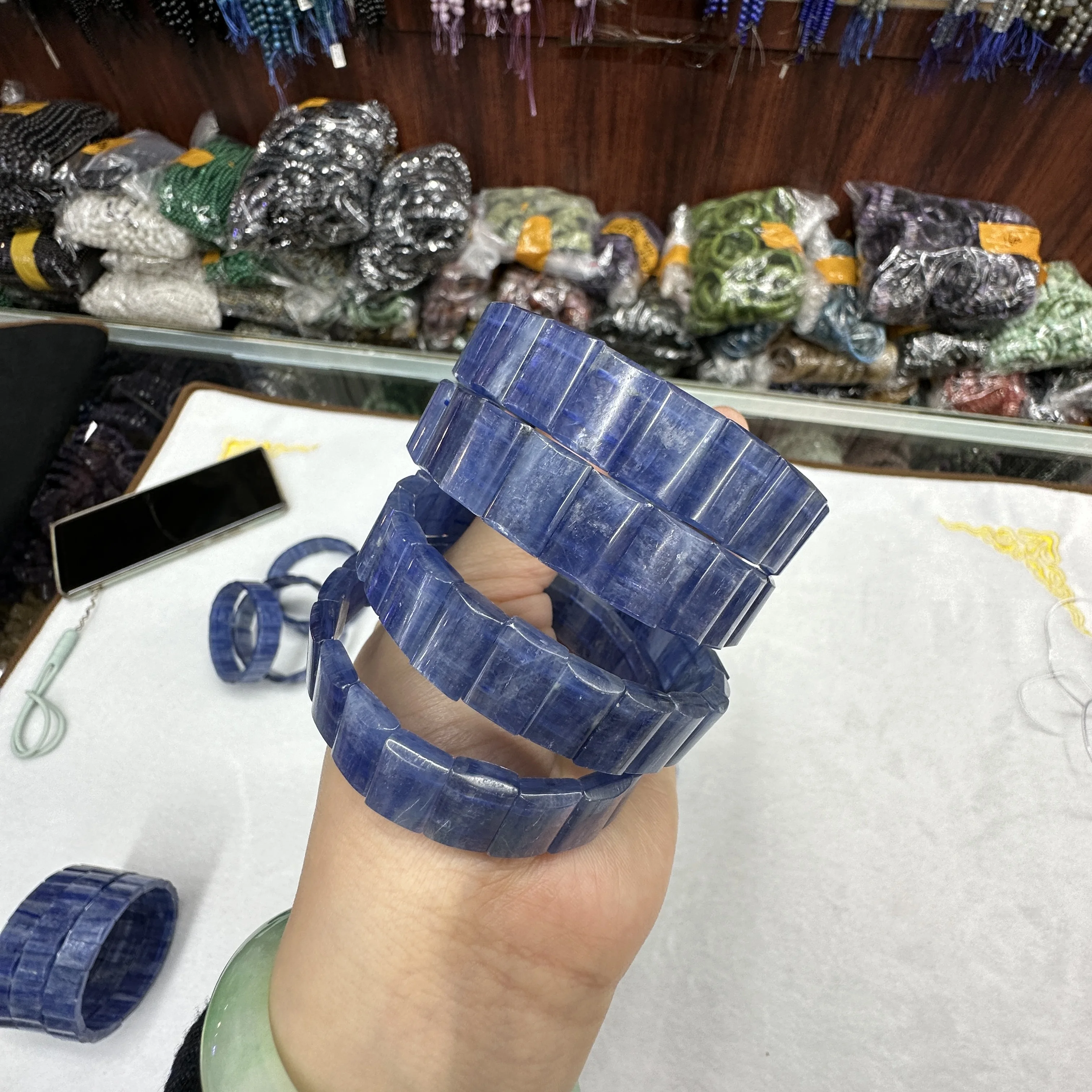 AAAA Natural Kyanite Bracelet 9*13-14mm Gemstone Bracelet  High quality Gift Wholesale view 3