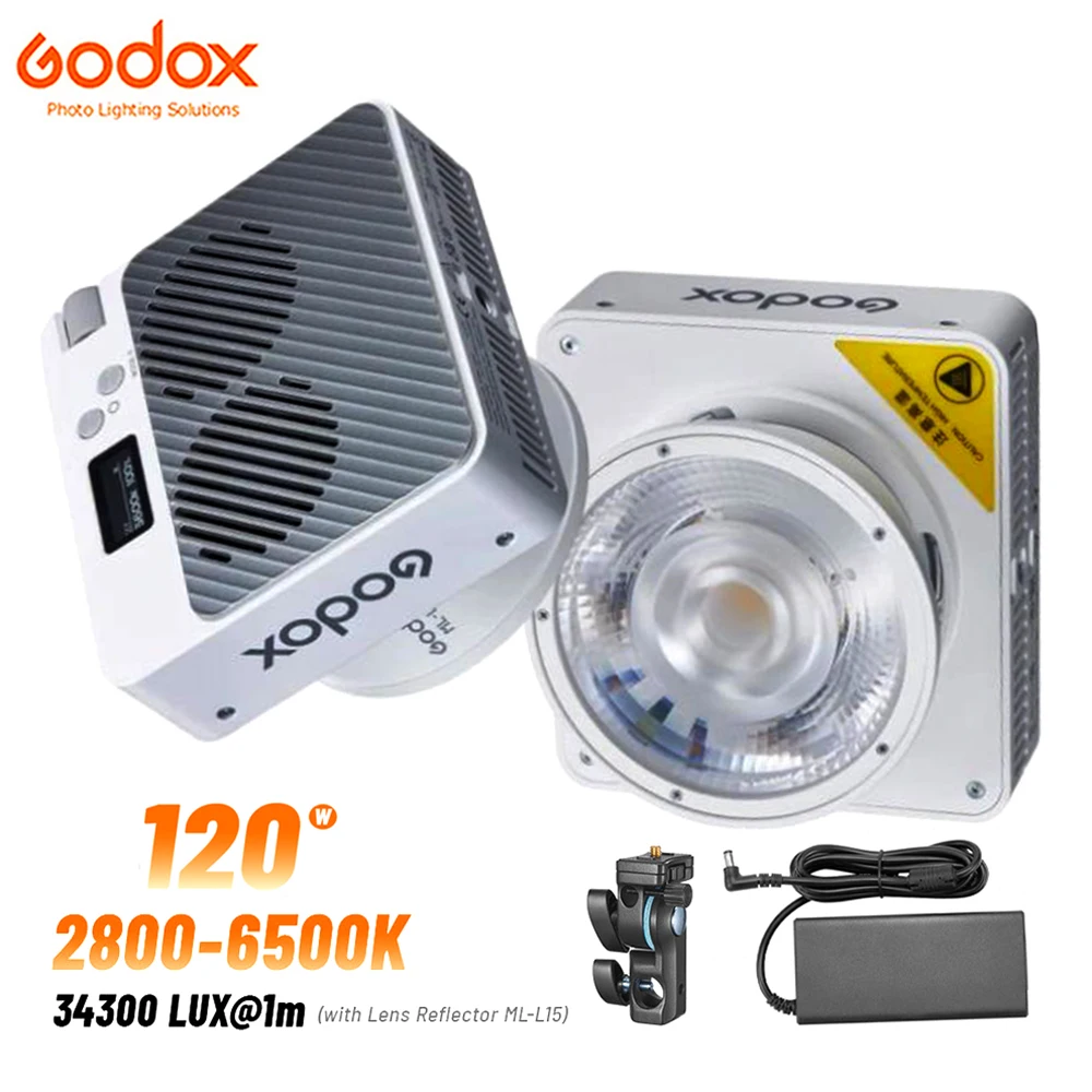 

Godox ML100Bi 120W Portable LED Video Light CRI97+ 2800-6500K APP Control Photography Live Streaming Fill Lighting