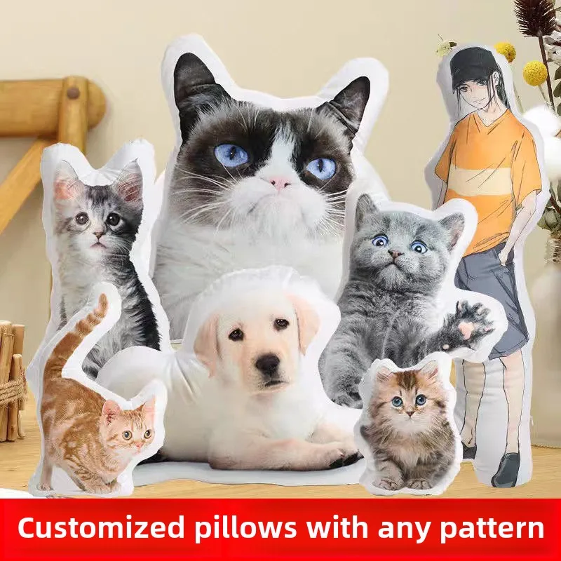 Photo Custom Shape Pillow Case DIY Pet Cushion Toys Dolls Stuffed Animal Dog Cat Picture Pillow Customization