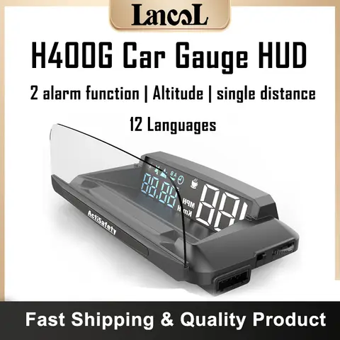 H400G 자동 게이지 HUD GPS 시스템 헤드 업 디스플레이 알람 기능이있는 자동차 프로젝터 속도계 자동차 전자 액세서리