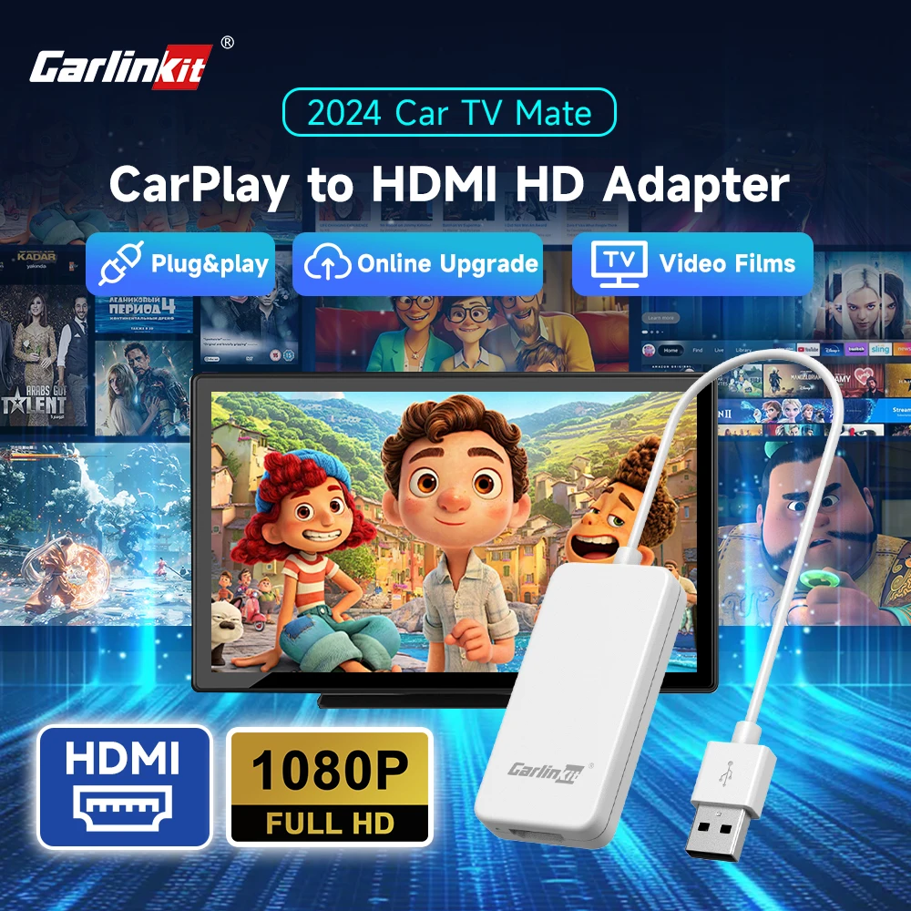 

CarlinKit Car TV Mate Adapter Mini Wireless Carplay TV Box For OEM CarPlay Game Console Fire TV Stick Set-top Box Youtube Video