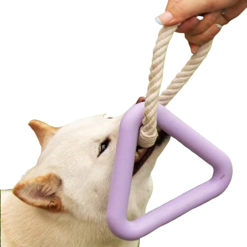 

1pcs Triangle TPR Rubber Pet Toys Pull Ring Toy Cotton Rope Chew Resistant Dog Toy Pet Interactive Tug of War Toys