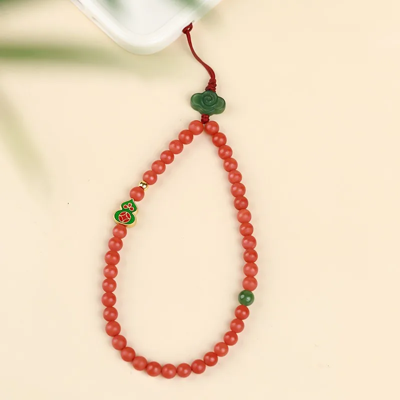 Tian Biyu Decorative Gift Ethnic Style Women's Short Mobile Phone Hanging Chain South Red Woven Rope