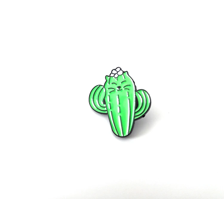 1pcs Cactus Cat Enamel Pin Cartoon Plant Kitten Face Cactus Coffee Brooches Shirt Lapel Bag Funny Animal Plant Badge Jewelry Gif