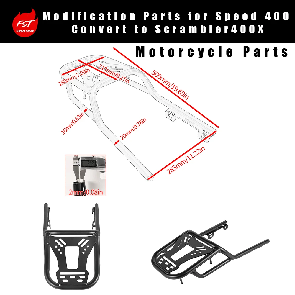Rear Rack Tail Bracket Luggage Rack Modification Parts Fit  Speed 400 2024-2025 Convert to Scrambler 400X