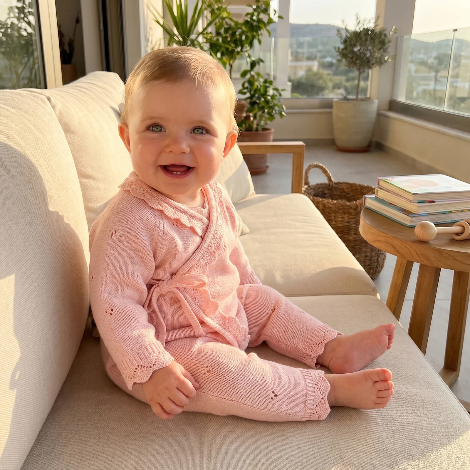 Scallop Knit Baby Romper 5