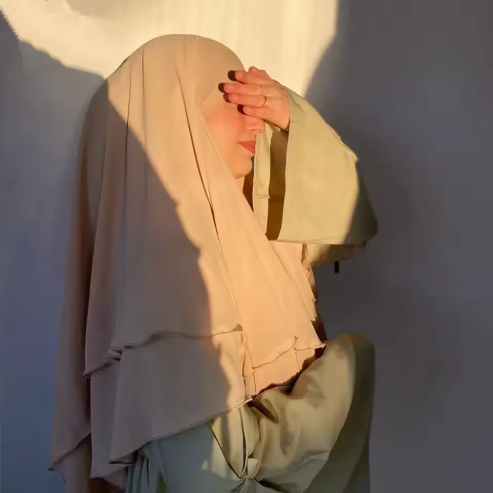 

2026 Chiffon Long Scarf Women Muslim Khimar Layered Niqab Nikab Eid Ramadan One Piece Amira Hijab Islamic Prayer Garment Hijabs