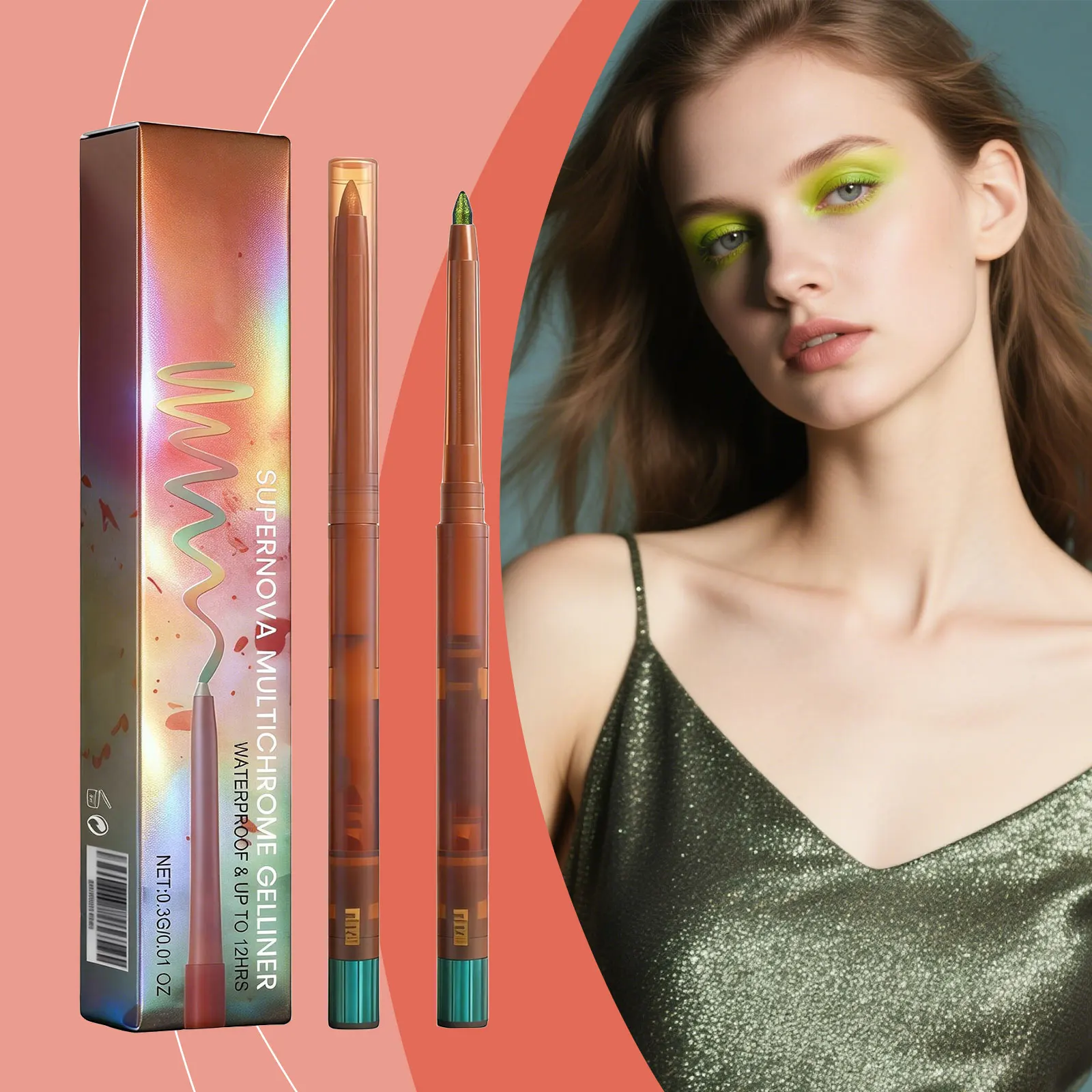 Lápiz Delineador de Ojos Fotocrómico en Gel - Estilo Único de Maquillaje de Ojos, Líneas Suaves, Resistente a las Manchas, Larga Duración, Cambia de Color, Brillante