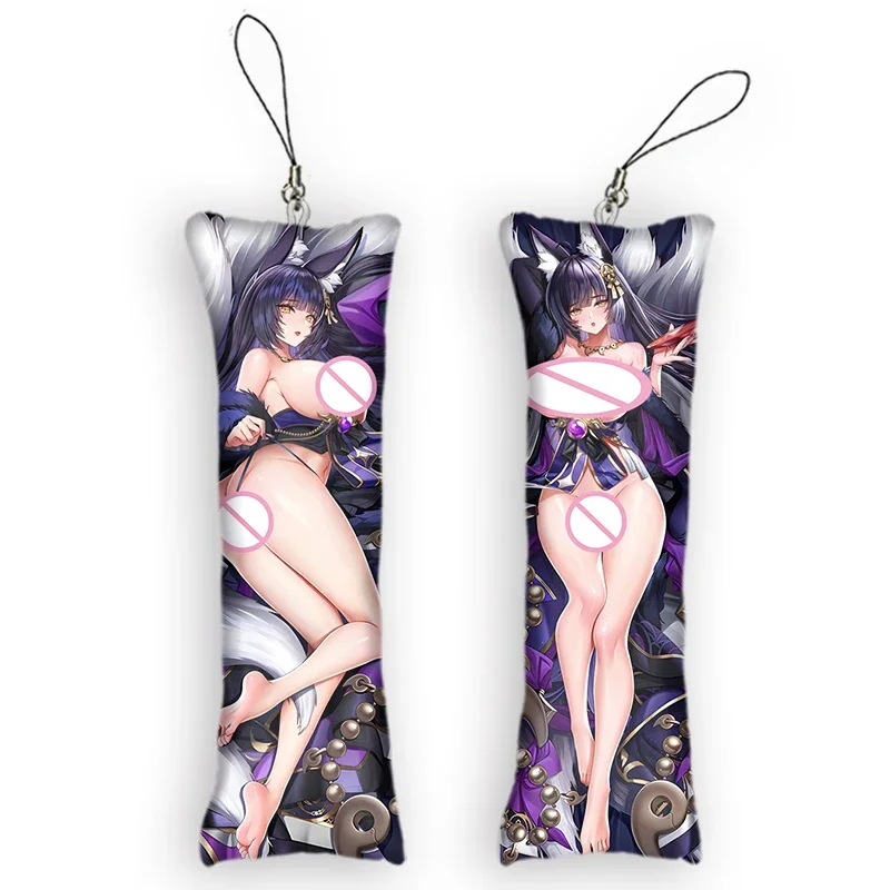 

New Fashion Cute Japanese Anime Mini Dakimakura Key Chain Anime Azur Lane Musashi Small Pillow Pendant Otaku Backpack