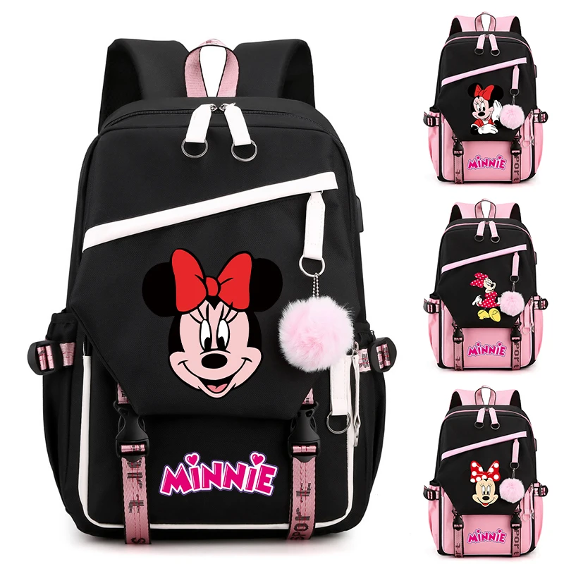 

Anime Mickey Mouse Backpack for Girl Boy Student Teenager Cartoon Schoolbag Minnie School Rucksack Leisure Bags Women Mochilas