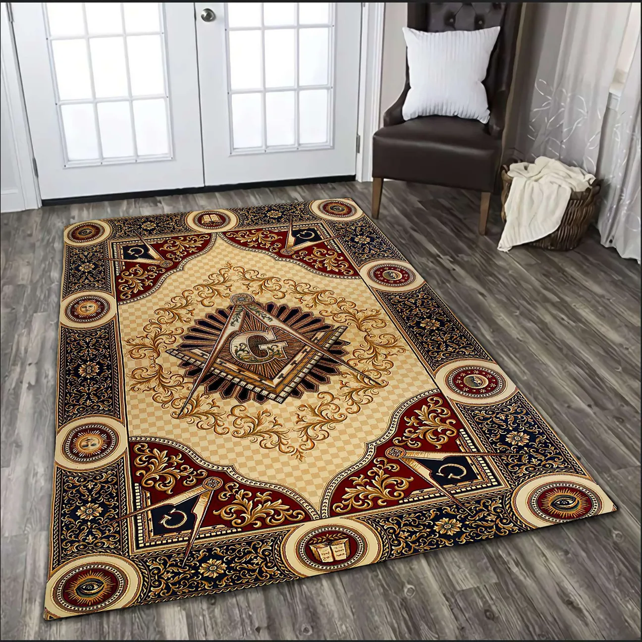 Freemason Area Rug 3D Printed Area Rug Non-slip Mat Dining Room Living Room Soft Bedroom Carpet 01