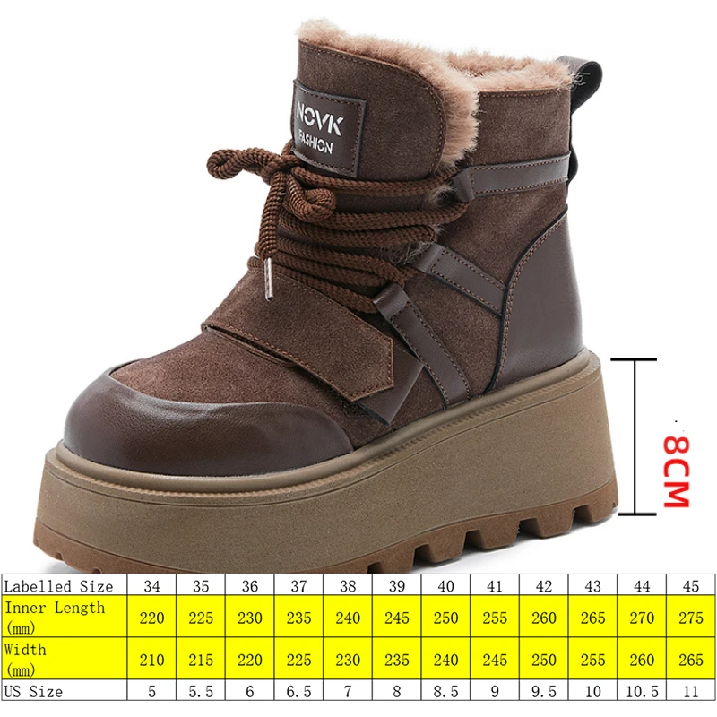 Fujin 7cm Retro cow Genuine Leather Ankle Mid Calf Motorcycle Booties Woman Ladies Lace Up Platform Wedge Autumn British Shoes