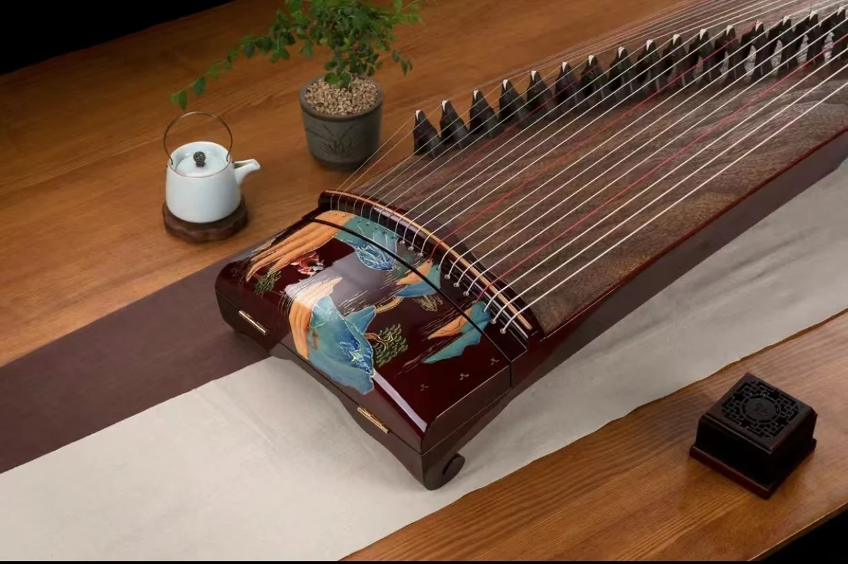 Cítara china tradicional Guzheng de 21 cuerdas, instrumento de Piano de la serie Beautiful Mountains hecho de palisandro