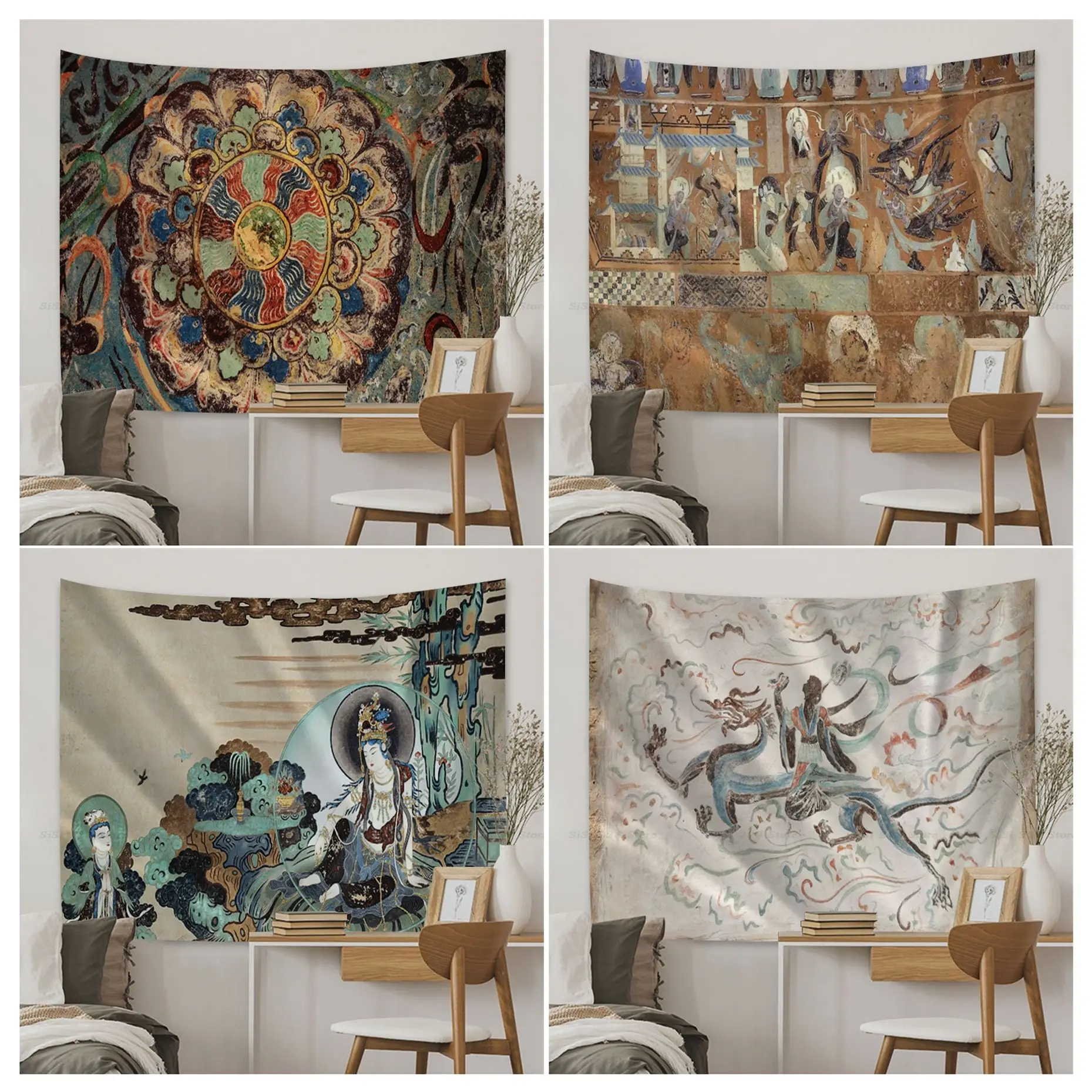 

Vintage Art Dunhuang Tapestry Hanging Bohemian Tapestry Bohemian Wall Tapestries Mandala Cheap Hippie Wall Hanging