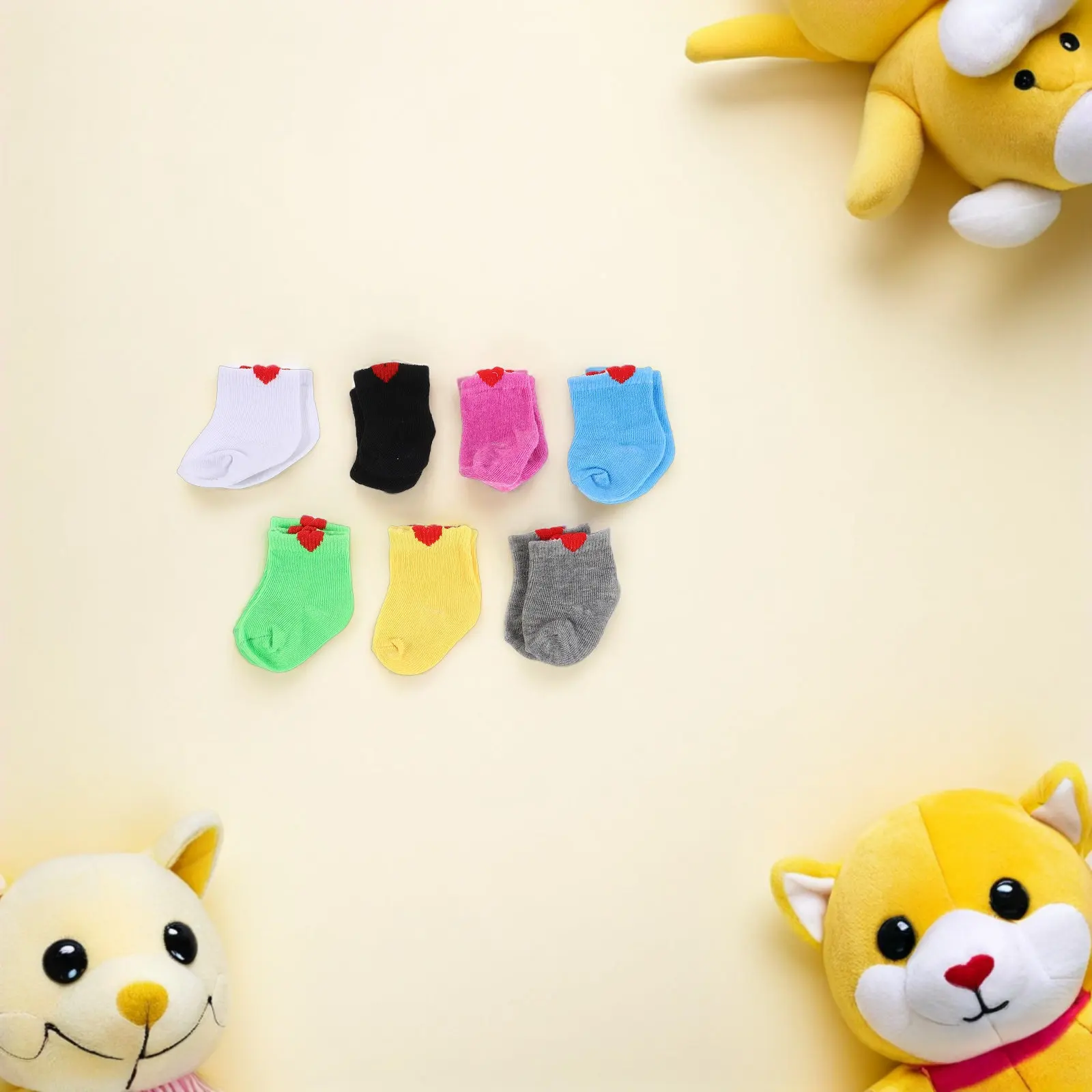 

7Pairs Colorful Soft Kid Friendly Socks 18 Inch American Baby Accessory Collection Playhouse Ornament Outfit Dress Up